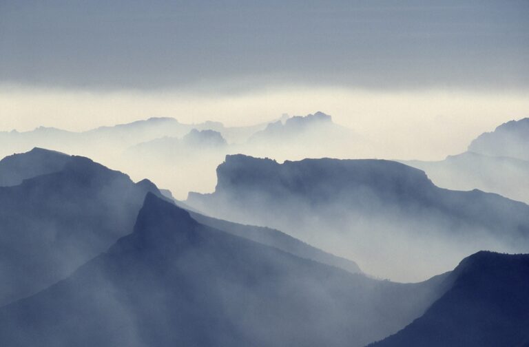 a foggy mountain range